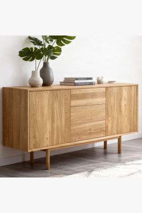 Masívna komoda z dubu s nožičkami, zásuvkami a dvierkami Oslo II